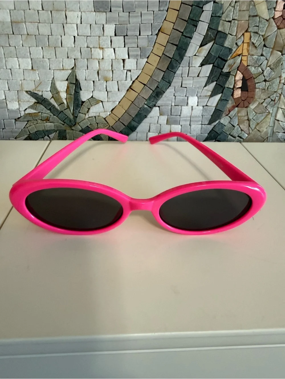 Hot Pink Oval Sunglasses